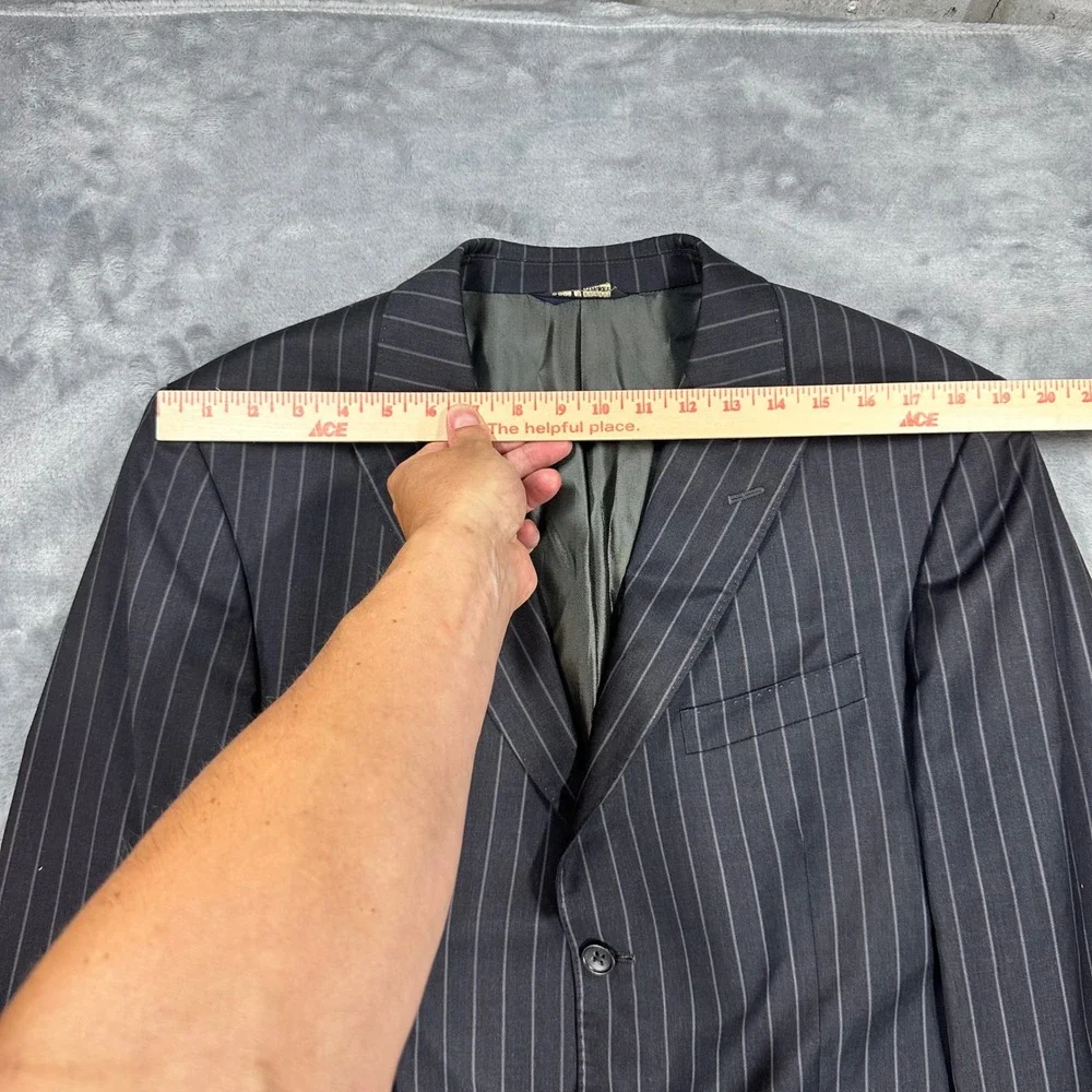 Banana Republic Mens 44R Wool Pinstripe Blazer Jacket Charcoal Grey 324008-00